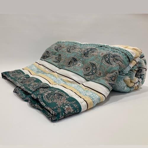 Lökçe Desenli Yorgan 115 x 215 Tek Kişilik Yeşil Çizgili