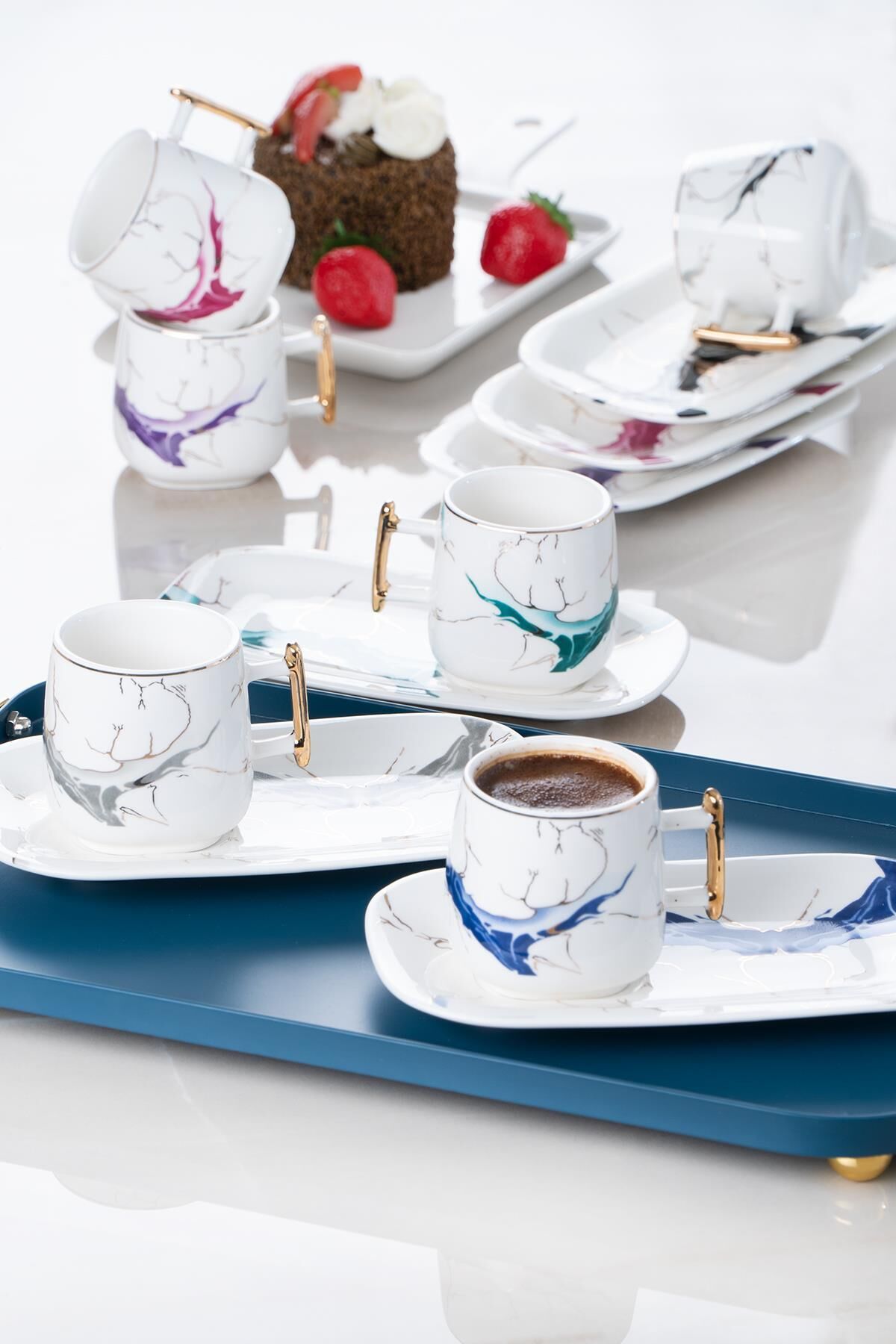 Acar Elica 11247 Porselen 6 Lı Kahve Fincan Takımı