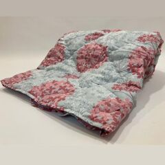 Lökçe Desenli Yorgan 195 x 215 Çift Kişilik Yeşile-Pembe Çiçekli