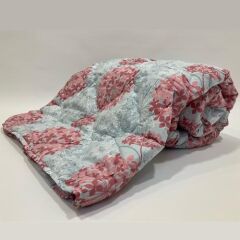 Lökçe Desenli Yorgan 195 x 215 Çift Kişilik Yeşile-Pembe Çiçekli