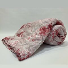 Lökçe Desenli Yorgan 195 x 215 Çift Kişilik Pembeye-Pembe Çiçekli