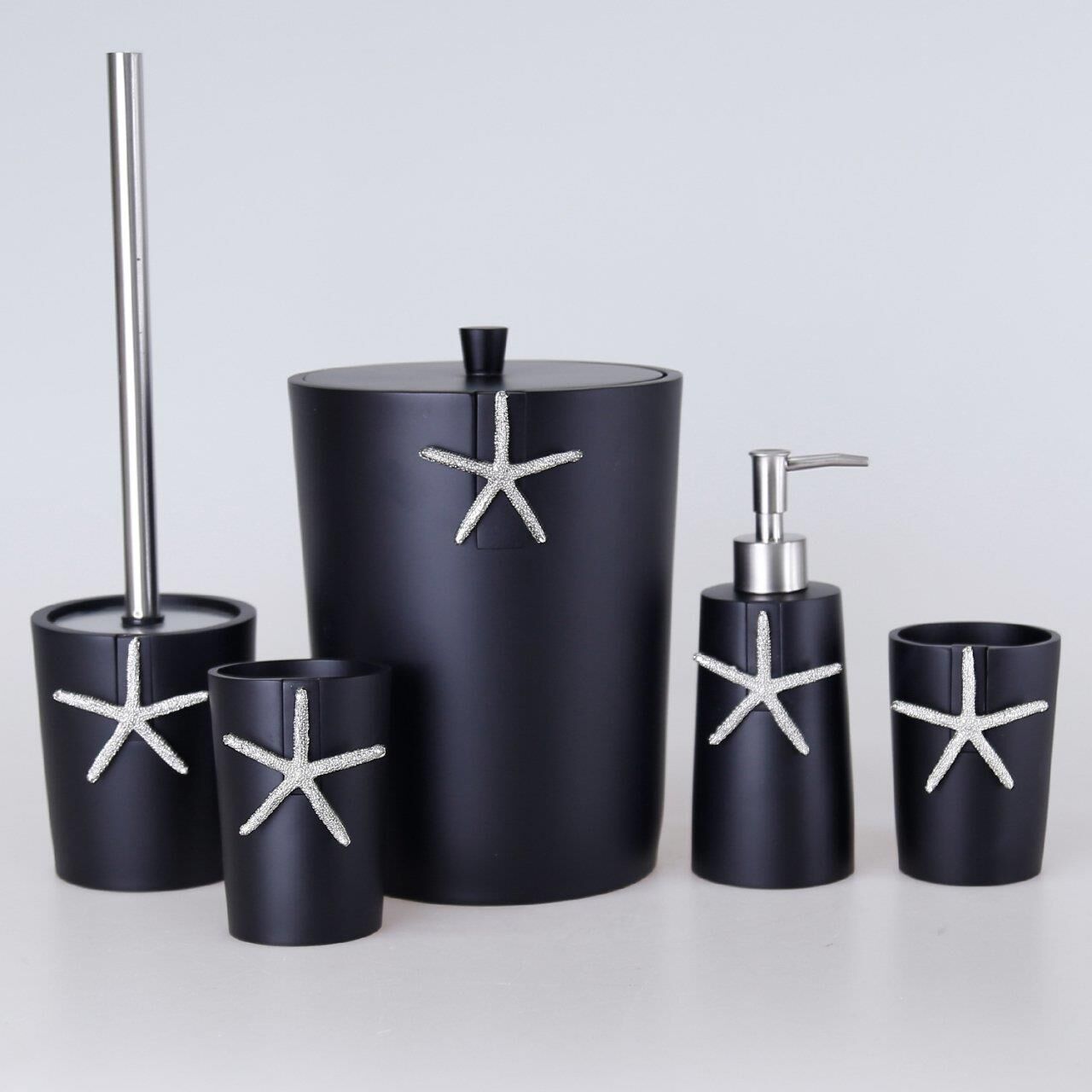 Selim Ocean SBNY 154SYG15RS Siyah Gümüş Banyo Seti