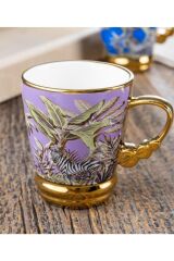 Acar 84 Cheetra Gold Çiçek Desen Renkli 220 ml 6 Lı Porselen Kupa Takımı