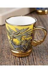 Acar 84 Cheetra Gold Çiçek Desen Renkli 220 ml 6 Lı Porselen Kupa Takımı