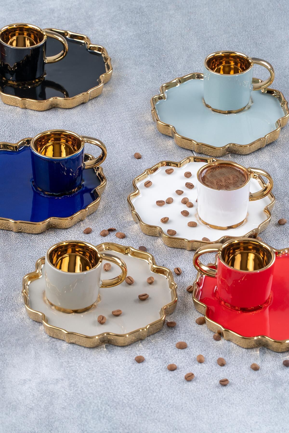 Acar Marigold 11817 Porselen 6 Lı Kahve Fincan Takımı