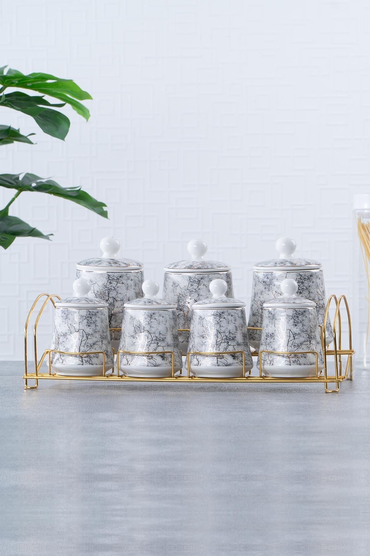 Acar 10570 7 Li Altın Standlı Baharat Takımı Siyah