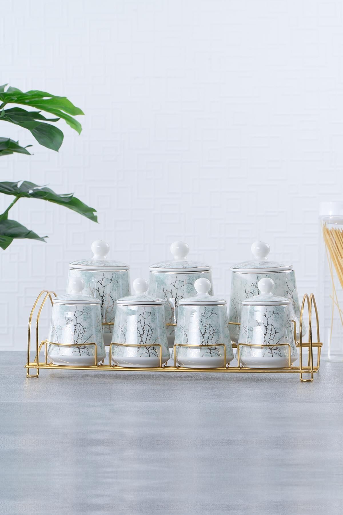 Acar 10570 7 Li Altın Standlı Baharat Takımı Yeşil