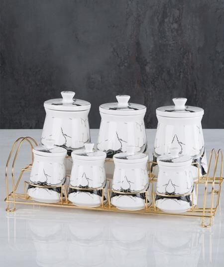 Acar 11702 7 Li Altın Standlı Baharat Takımı Siyah