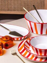 The Mia JOY0001 Joy 6 Lı Pasta Tabağı Seti Kırmızı - 19 cm