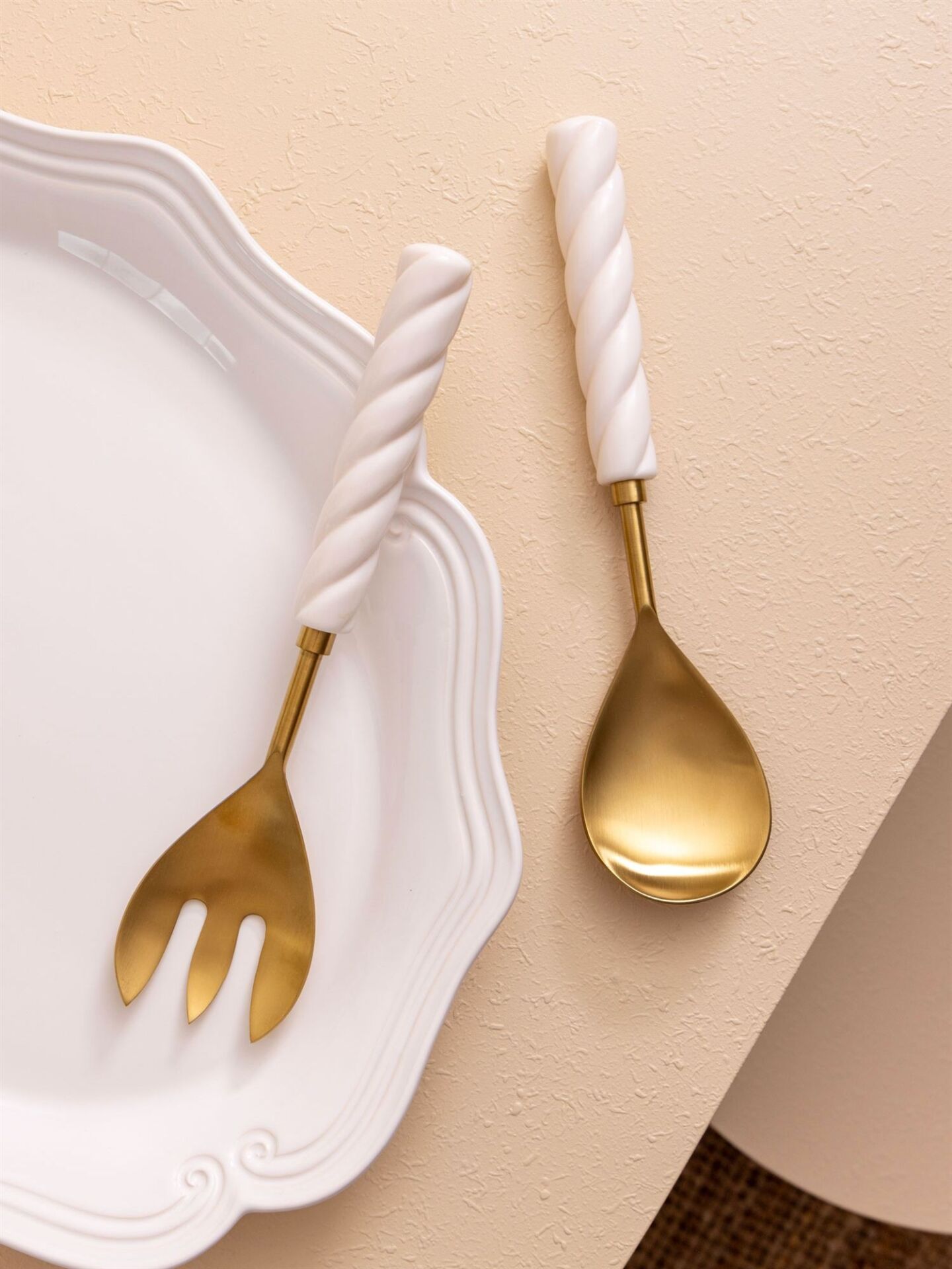 The Mia CKB0273 Column Salata Servis Takımı 2 Parça Gold