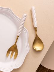 The Mia CKB0273 Column Salata Servis Takımı 2 Parça Gold