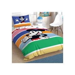 Taç Lisanslı Mickey Mouse Rainbow Nevresim Takımı Tek Kişilik