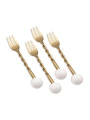 The Mia CKB0277 Globe Kek Çatalı Beyaz 4 Parça Gold/Beyaz