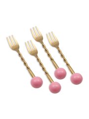 The Mia CKB0278 Globe Kek Çatalı Pembe 4 Parça Gold