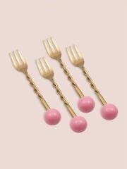 The Mia CKB0278 Globe Kek Çatalı Pembe 4 Parça Gold