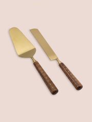 The Mia CKB0271 Wood Pasta Servis Takımı 2 Parça Gold