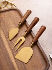 The Mia CKB0272 Wood Peynir Servis Takımı 3 Parça Gold