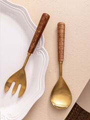 The Mia CKB0270 Wood Salata Servis Takımı 2 Parça Gold