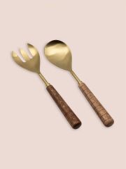 The Mia CKB0270 Wood Salata Servis Takımı 2 Parça Gold