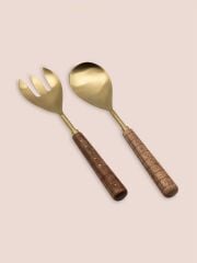 The Mia CKB0270 Wood Salata Servis Takımı 2 Parça Gold