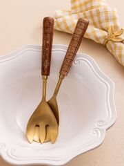 The Mia CKB0270 Wood Salata Servis Takımı 2 Parça Gold