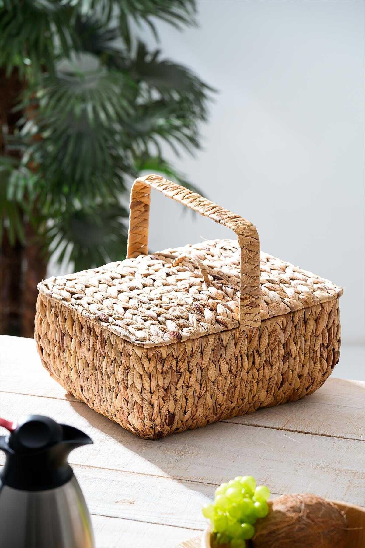Acar 297 Kapaklı Hasır Piknik Sepeti 36 x 29 x 17 Cm