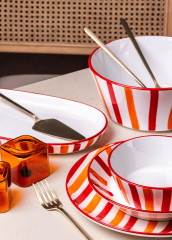 The Mia JOY0012 Joy Oval Servis 2 Li Set Kırmızı 14x26x3 Cm