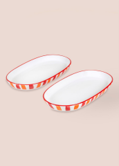 The Mia JOY0012 Joy Oval Servis 2 Li Set Kırmızı 14x26x3 Cm