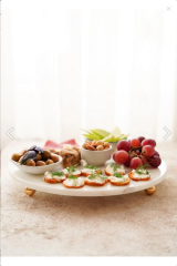 The Mia MER0010 Marbre Mermer 30 Cm Boncuk Ayaklı Beyaz Servis