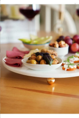 The Mia MER0010 Marbre Mermer 30 Cm Boncuk Ayaklı Beyaz Servis