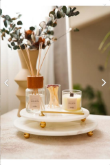 The Mia MER0010 Marbre Mermer 30 Cm Boncuk Ayaklı Beyaz Servis