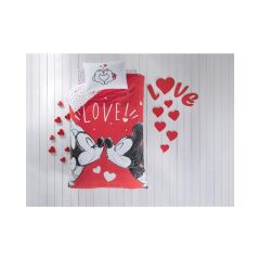 Taç Lisanslı Minnie & Mickey Lovely Nevresim Takımı Tek Kişilik