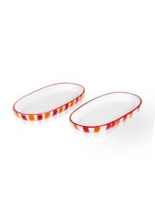 The Mia JOY0005 Joy Oval Servis 2 Li Set Kırmızı 11x21x3 Cm