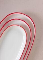 The Mia JOY0005 Joy Oval Servis 2 Li Set Kırmızı 11x21x3 Cm