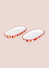 The Mia JOY0005 Joy Oval Servis 2 Li Set Kırmızı 11x21x3 Cm