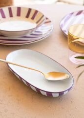 The Mia JOY0016 Joy Oval Servis 2 Li Set Mor 17x30x4 Cm