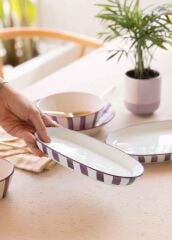 The Mia JOY0016 Joy Oval Servis 2 Li Set Mor 17x30x4 Cm