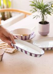 The Mia JOY0018 Joy Oval Servis 2 Li Set Mor 14x26x3 Cm