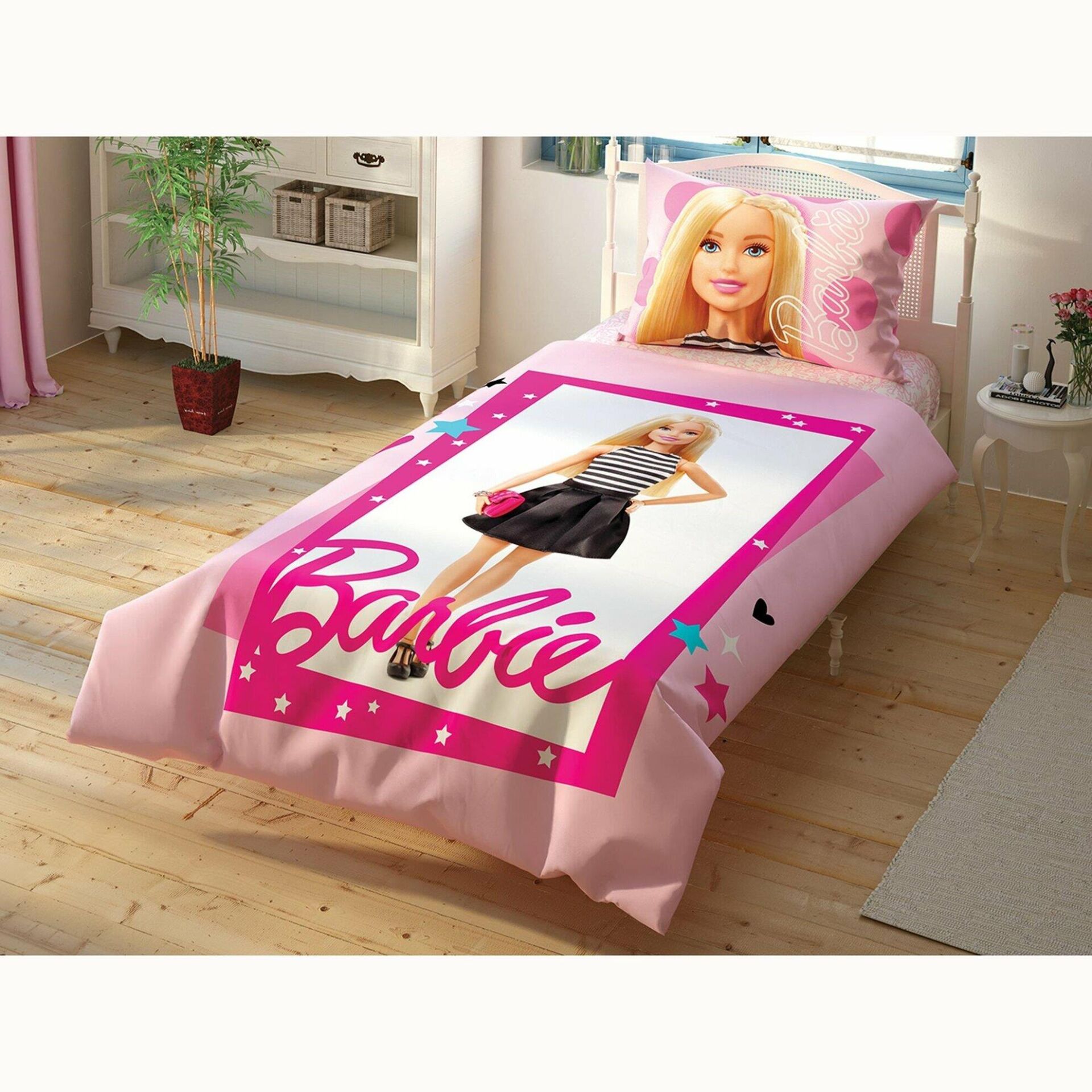 Taç Lisanslı Barbie Çek Canlandır Tek Kişilik Nevresim Takımı