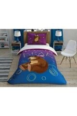Taç Lisanslı Masha And Bear Galaxy Tek Kişilik Nevresim Takımı