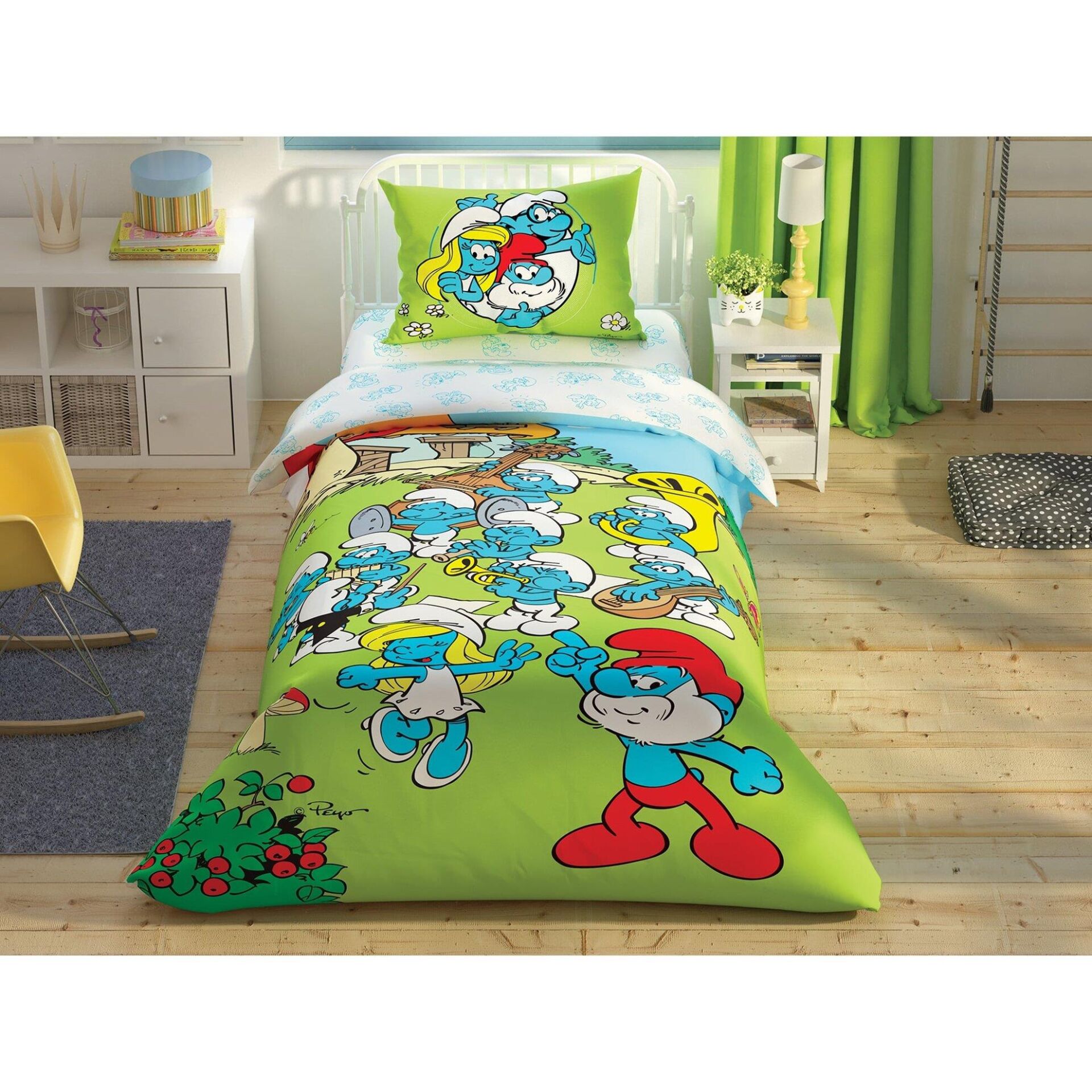 Taç Lisanslı Şirinler Musical Tek Kişilik Nevresim Takımı