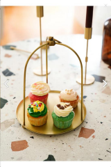 The Mia BRS0110 Brass Pirinç Sunum & Servis Tepsisi 26 x 21 Cm