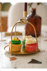 The Mia BRS0109 Brass Pirinç Sunum & Servis Tepsisi 17 x 18 Cm