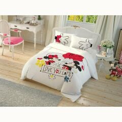 Taç Lisanslı Disney Minnie Mickey Çek Canlandır Çift Kişilik Nevresim Takımı