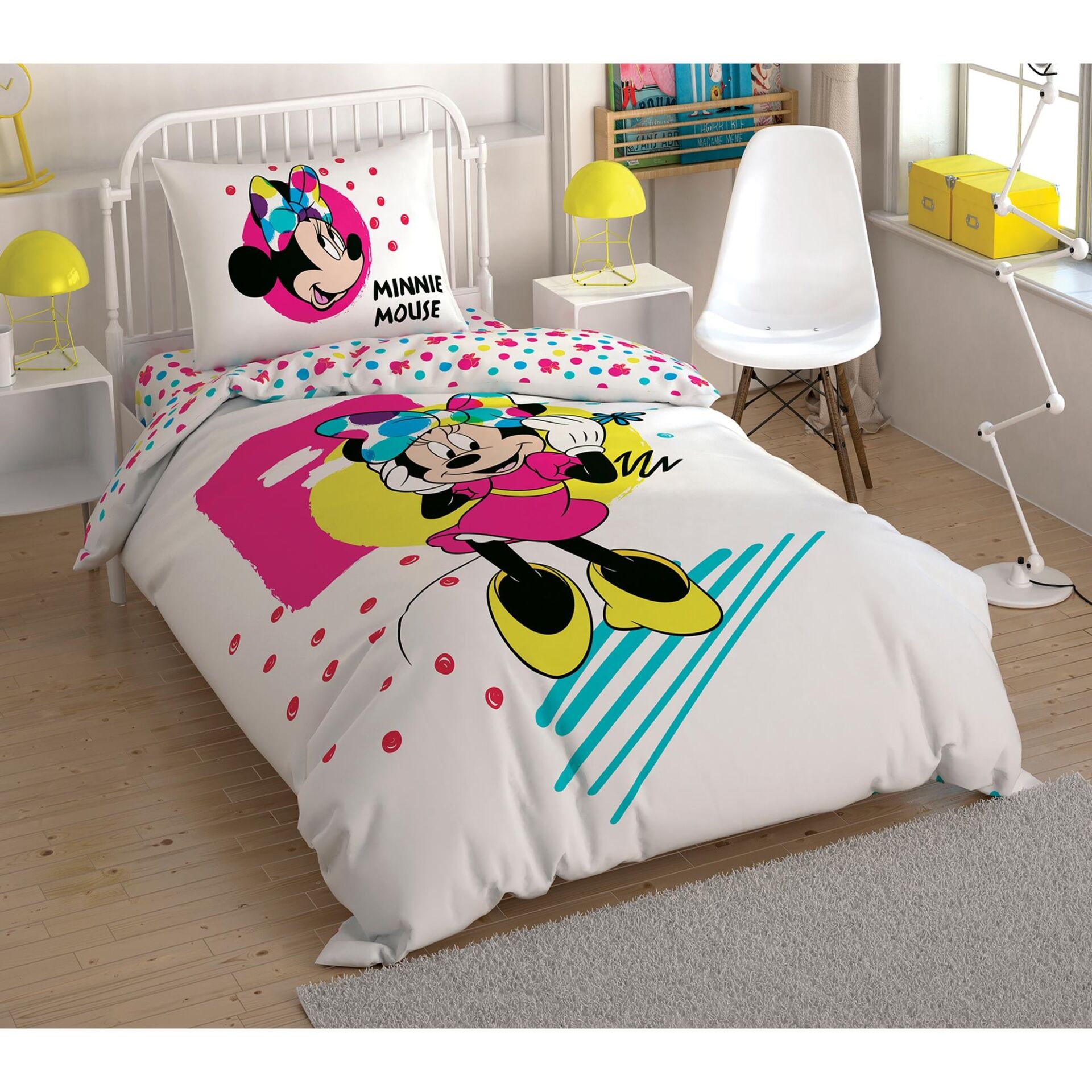 Taç Lisanslı Minnie Colour Mayhem Tek Kişilik Nevresim Takımı