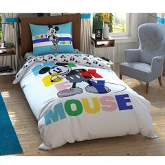 Taç Lisanslı Mickey Colour Face Tek Kişilik Nevresim Takımı