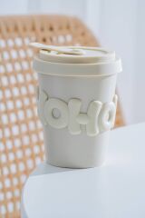 Acar 8476 Ruby Silikon Kapaklı Bardak White - 380 ML