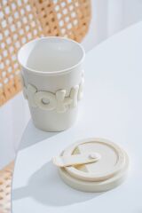 Acar 8476 Ruby Silikon Kapaklı Bardak White - 380 ML