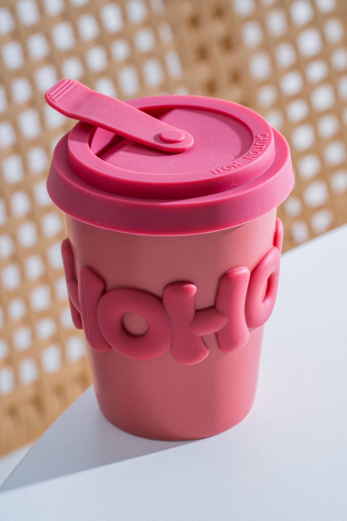 Acar 8476 Ruby Silikon Kapaklı Bardak Pink - 380 ML