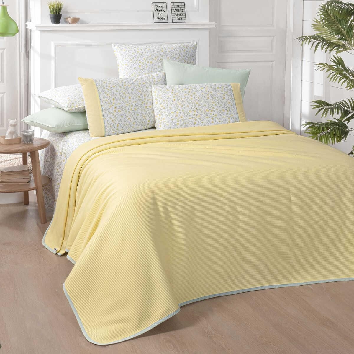 Sarev Mira V6 Sarı Pike Takımı Tek Kişilik